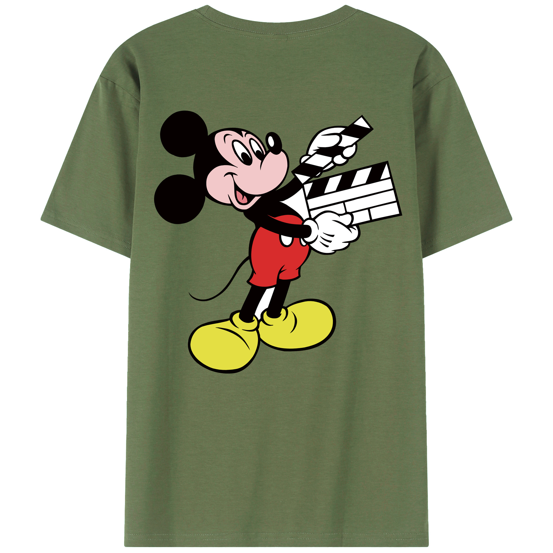 ミッキーマウス Mickey Mouse 綿100％ メンズ半袖Tシャツ（バックプリント） 通気性